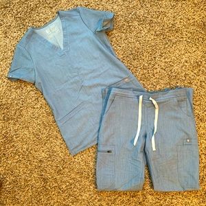 FIGS Set Heather Blue Scrubs